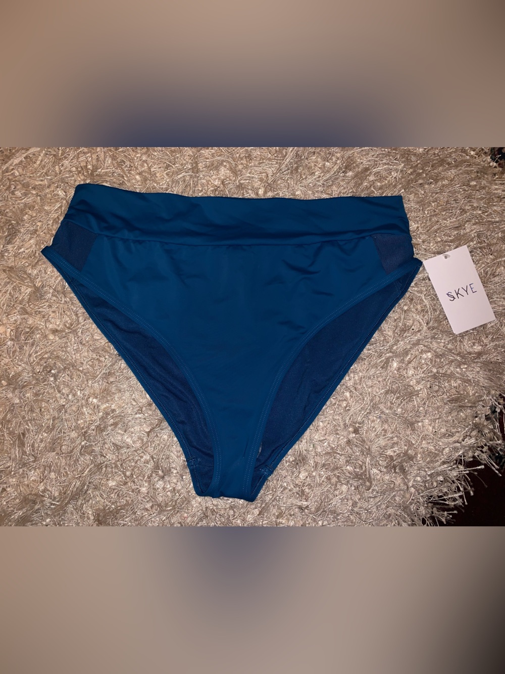 Skye Women's High-Waist Swim Bottoms in Teal Blue XL NWT